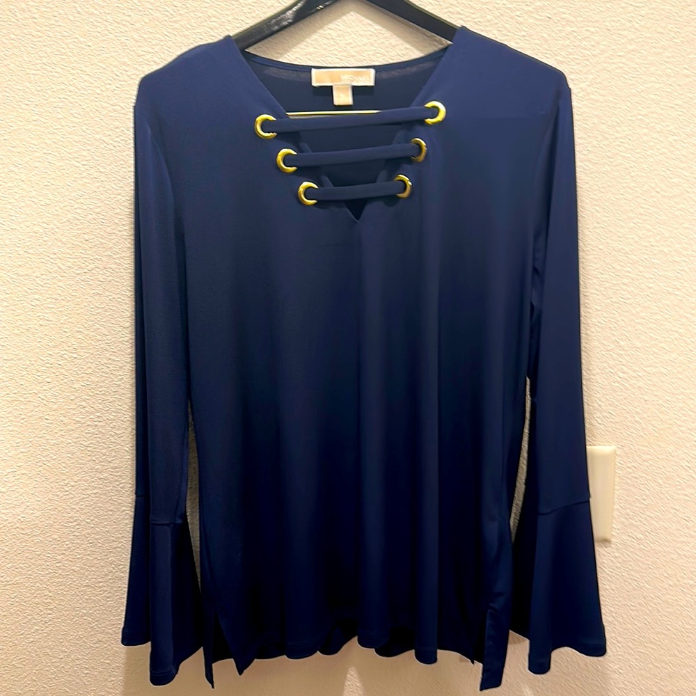 Michael Kors Blue Long Sleeve Blouse